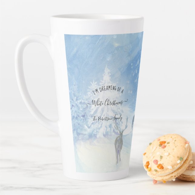 Dreaming White Christmas Snowing Trees Family Latte Mug (In Situ)