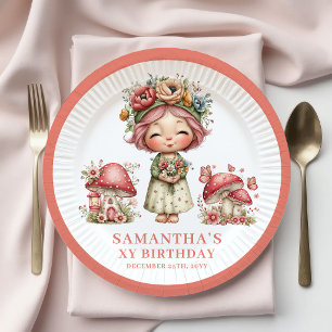 Dreamland Fairy 5th Birthday Blush Pink Paper  Plate