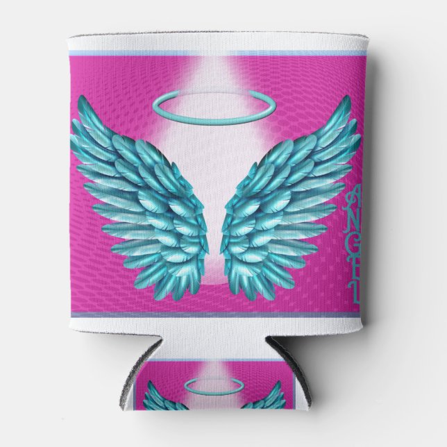 “Dreamlike Angelic Wings and Halo” Can Cooler (Front)