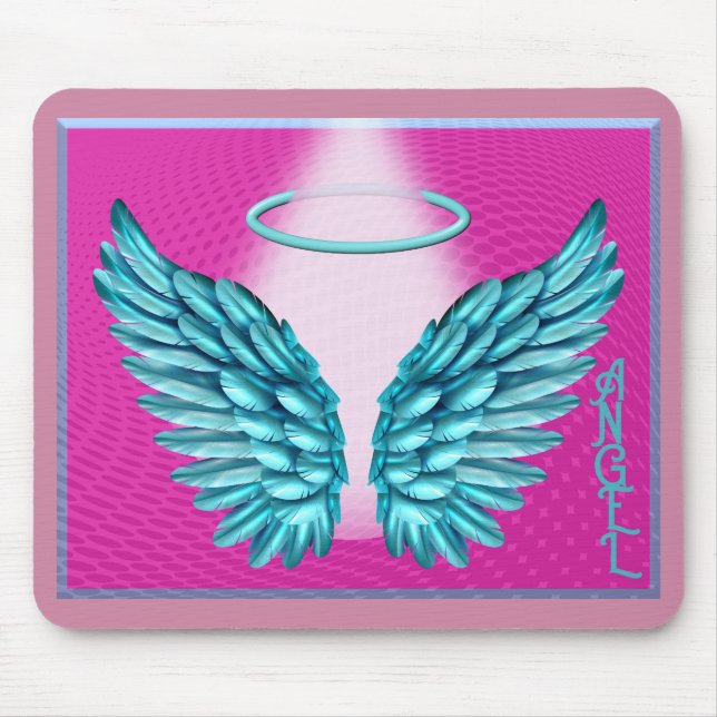 “Dreamlike Angelic Wings and Halo” Mouse Pad (Front)