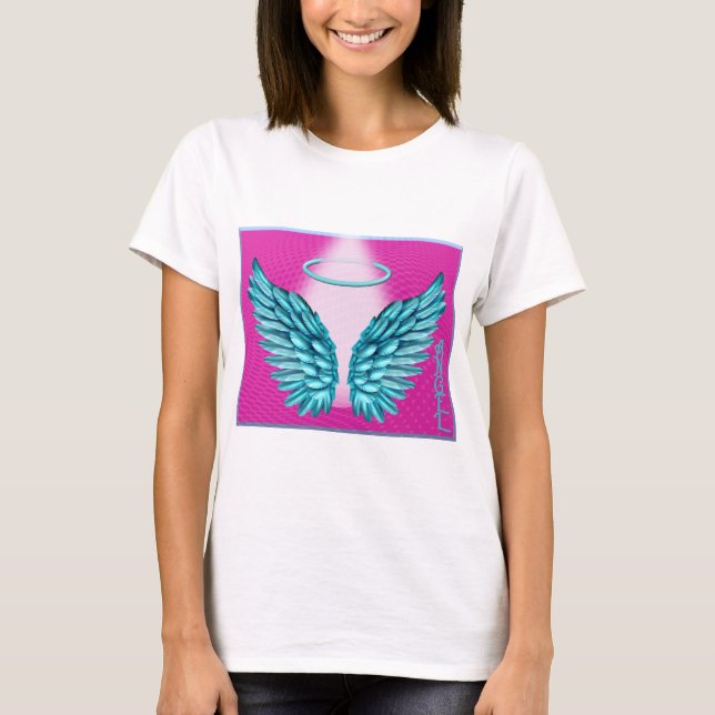 “Dreamlike Angelic Wings and Halo” T-Shirt (Front)