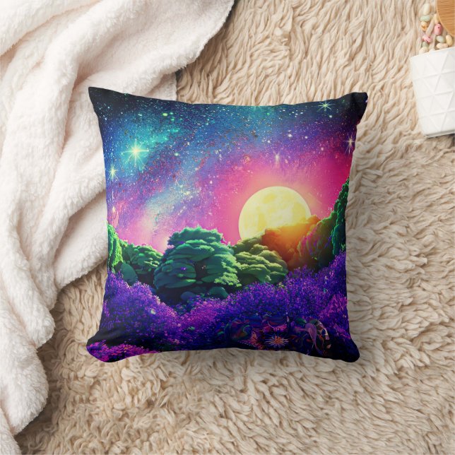 Dreamlike fantasy nature night under Moon Throw Pillow (Blanket)