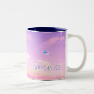 Dreamlike Flying Sting Ray Two-Tone coffee mug