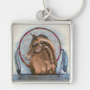 "DreamLike" Horse and dream catcher original art Keychain