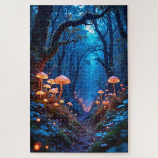 Dreamlike Jungle with Bioluminescent Flora Jigsaw Puzzle