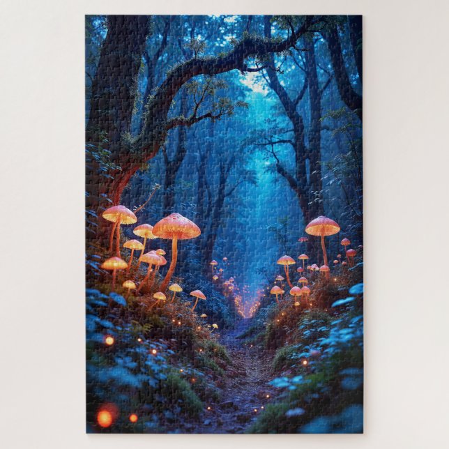 Dreamlike Jungle with Bioluminescent Flora Jigsaw Puzzle (Vertical)
