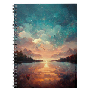 Dreamlike Lake And Sunset   Landscape Painting Notebook