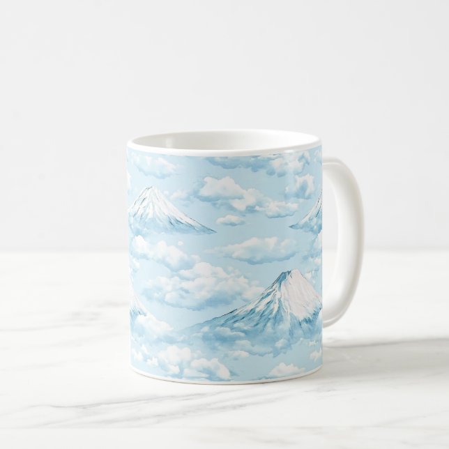 Dreamlike Snow Mountains - Soft Blue White Coffee Mug (Front Right)