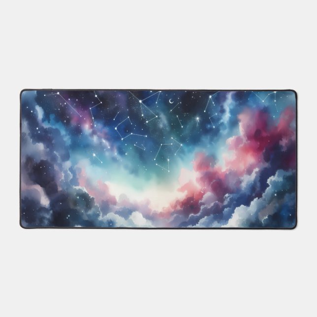Dreamlike Watercolor Night Sky Desk Mat (Recto)