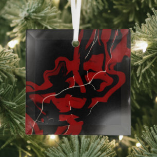 Dreams and Nightmares Red Abstract Fluid Art Glass Ornament