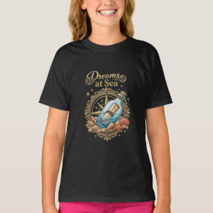 Dreams at Sea Message in a Bottle Nautical Compass T-Shirt