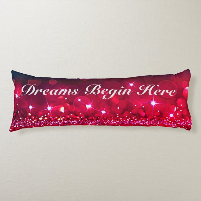 Dreams Begin Here Sparkle Body Pillow (Front)