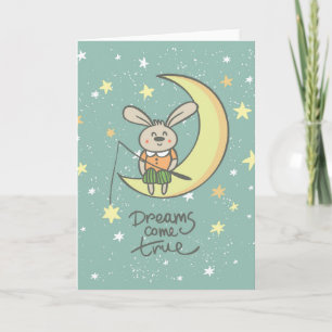 Dreams Come True Bunny on the Moon Card