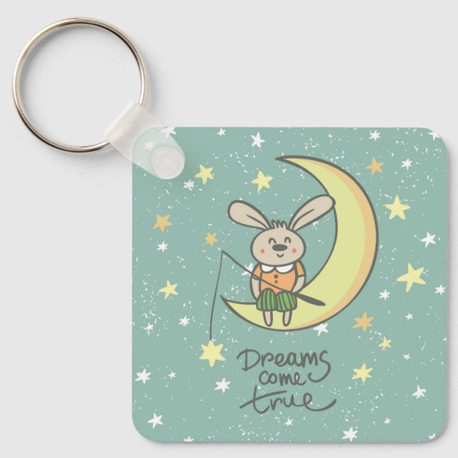 Dreams Come True | Bunny on the Moon Keychain (Front)