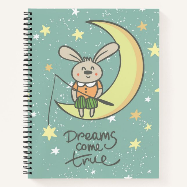 Dreams Come True | Bunny on the Moon Notebook (Front)