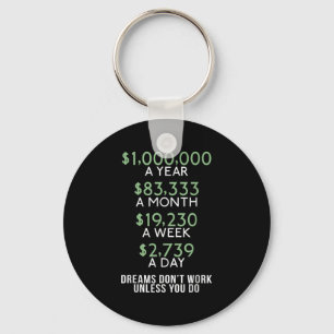 Dreams Dont Work Unless You Do Loving Money  Keychain