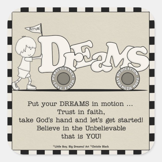 Dreams in Motion Square Sticker (Front)