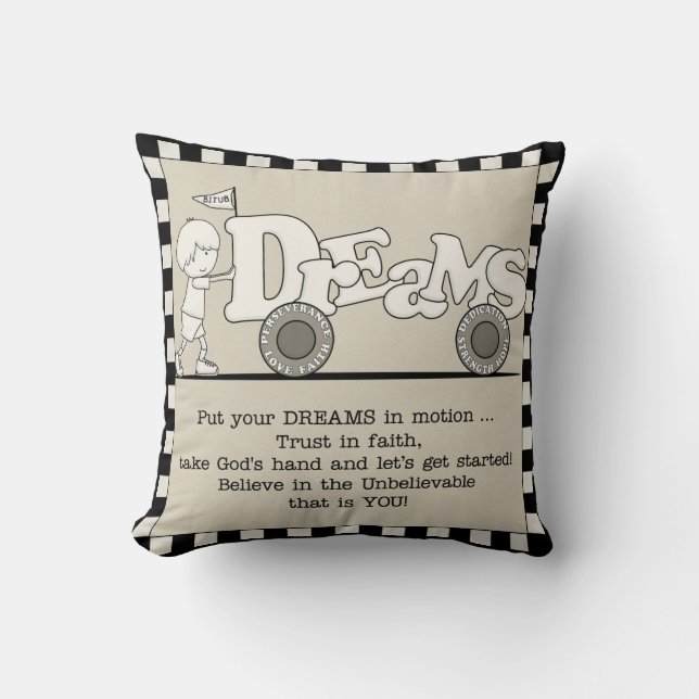 Dreams in Motion Throw Pillow (Front)
