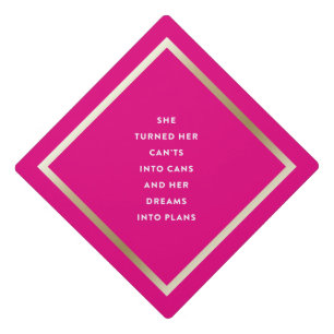 Dreams into Plans in Pink Graduation Cap Topper