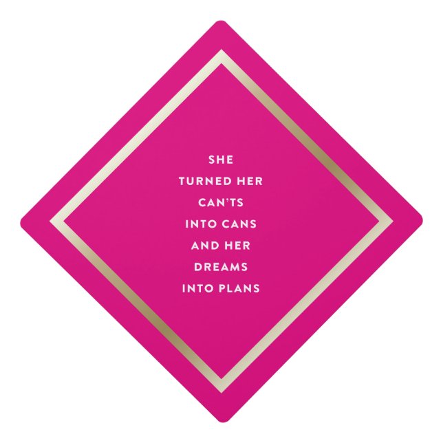 Dreams into Plans in Pink Graduation Cap Topper (Front)