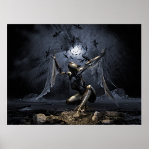 Dreams of flying, surreal art poster