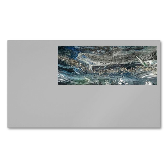 Dreams of the Ocean'19 acrylic painting in grey  Magnetic Business Card (Front)