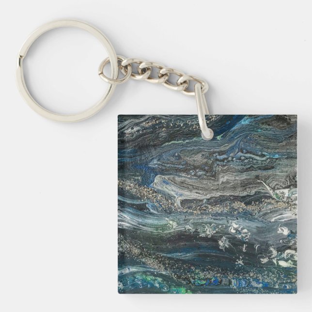 Dreams of the ocean'20 abstract painting  keychain (Front)
