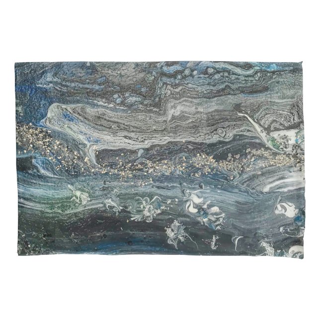 Dreams of the Ocean'20 abstract painting sea grey Pillowcase (Front)