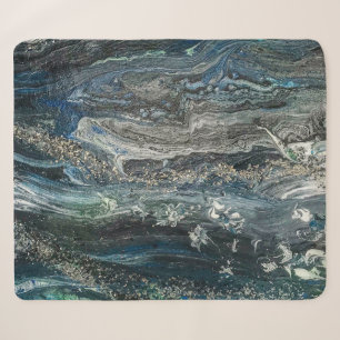 Dreams of the Ocean'20 abstract painting sea grey Sherpa Blanket