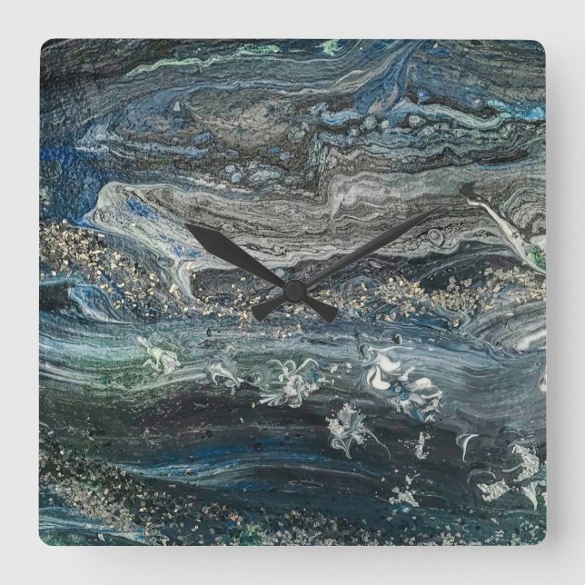 Dreams of the Ocean'20 abstract painting sea grey Square Wall Clock (Front)
