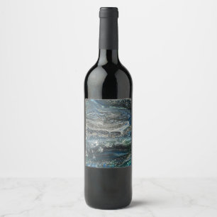 Dreams of the Ocean'20 abstract painting Wine Label
