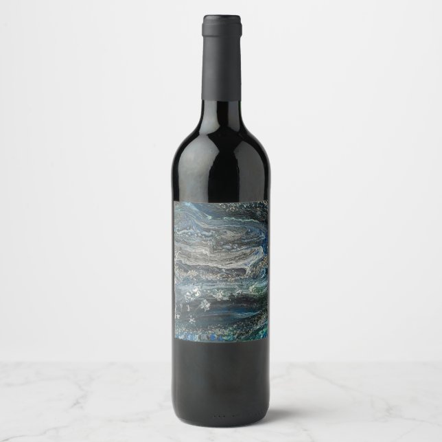 Dreams of the Ocean'20 abstract painting Wine Label (Front)