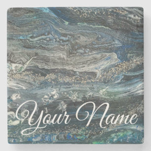 Dreams of the Ocean abstract painting Stone Coaster