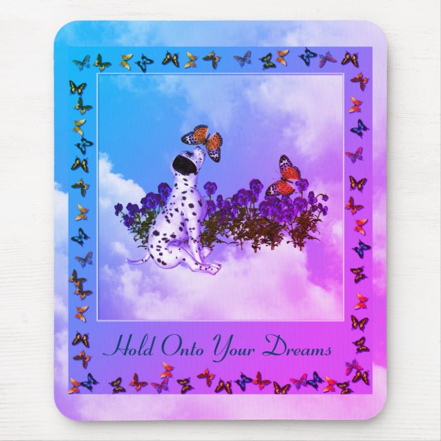 Dreams Puppy Butterflies Inspirational Mouse Pad (Front)