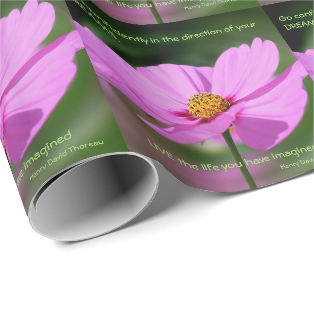 Dreams Quote Cosmos Flower Inspirational  Wrapping Paper (Roll Corner)