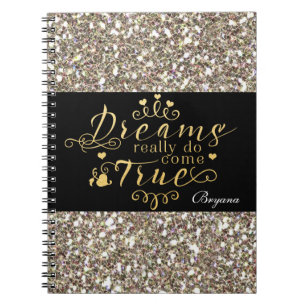 DREAMS REALLY DO COME TRUE Cahier Pailleté Or