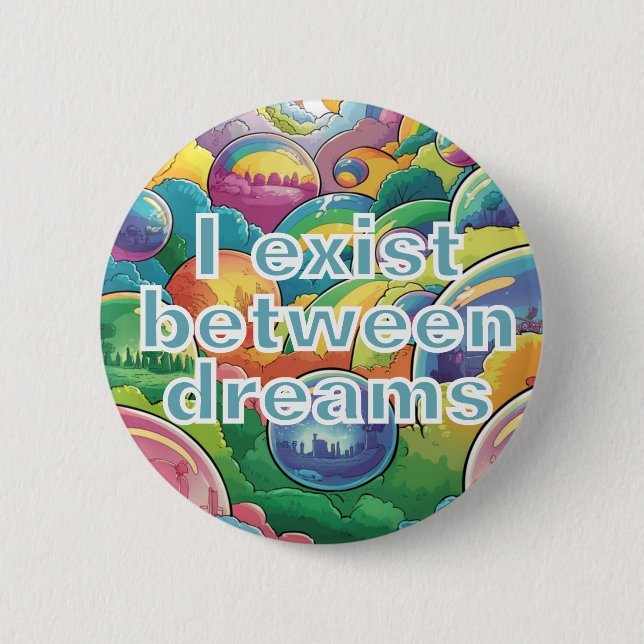 Dreamscape cloud party, modern surrealism 2 inch round button (Front)