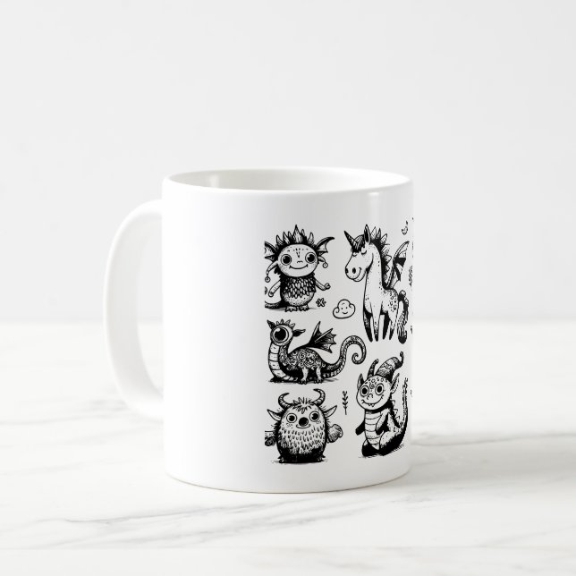 Dreamscape Doodles Mug – A Sip of Surreal Creativi (Front Left)