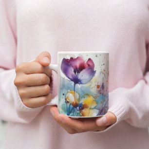 Dreamscape Garden: Abstract Watercolor Flowers Coffee Mug
