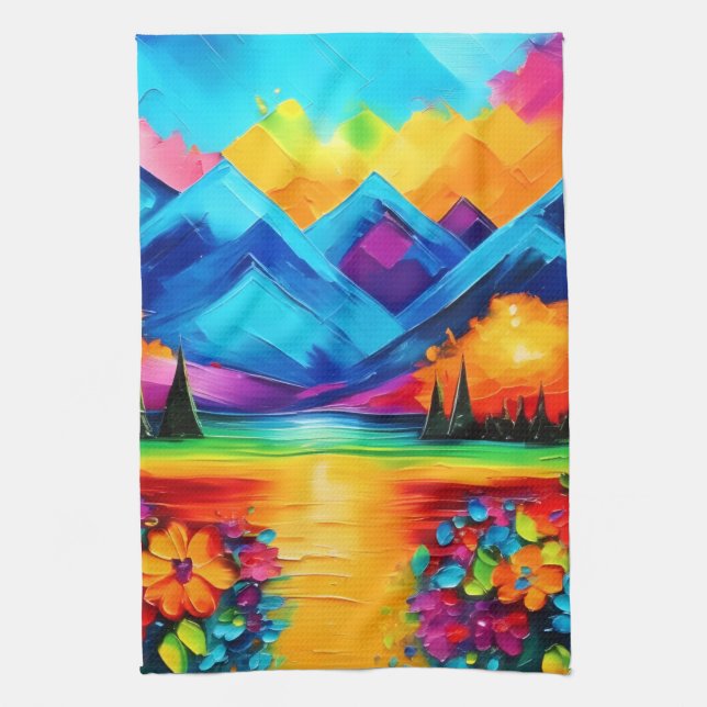 Dreamscape Horizon Painting Kitchen Towel (Vertical)