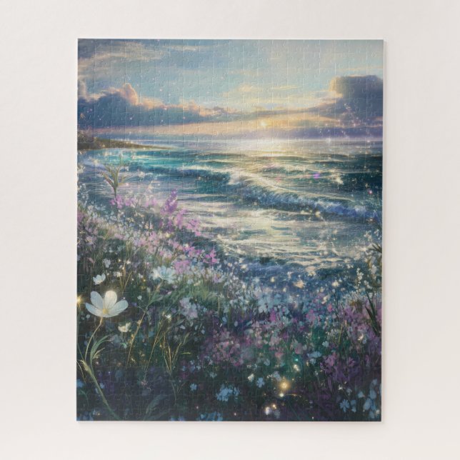 Dreamscape Meadow: Wildflowers by the Ocean Puzzle (Vertical)