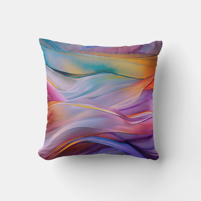"Dreamscape Waves" Contemporary Abstract Art       Throw Pillow (Front)
