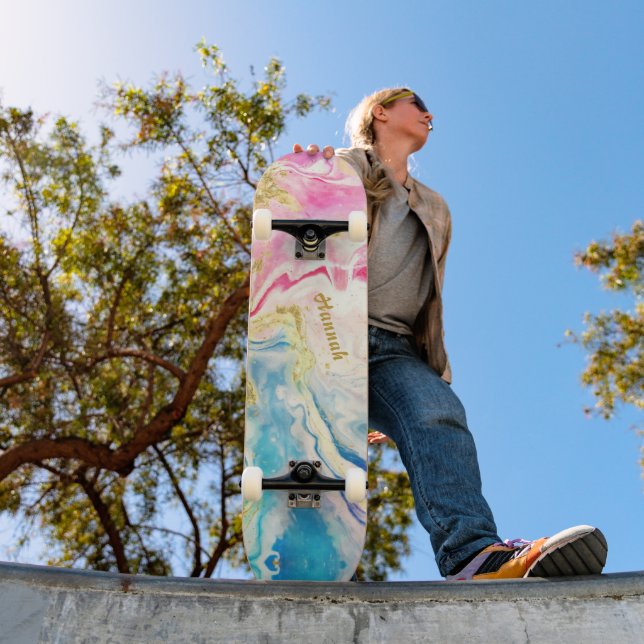 Dreamsicle Swirl Personalized Skateboard (Outdoor 1)