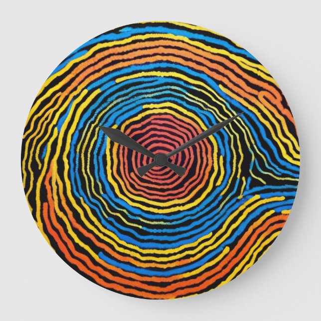 Dreamtime Australian Aboriginal Design #2 Large Clock (Front)