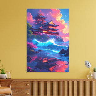 Dreamwave Pagoda by the Sea Canvas Print