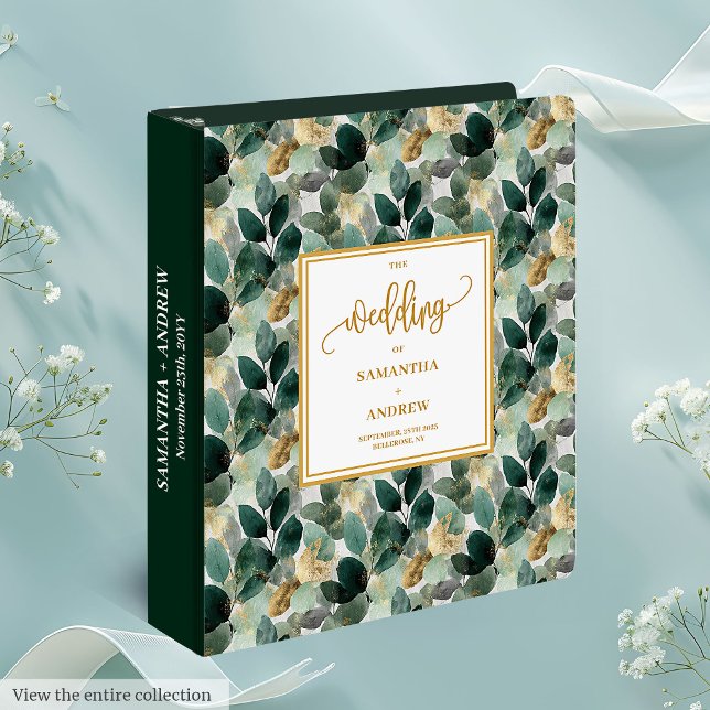 Dreamwood Forest Green Gold Feuille Classeur de l' (Dreamy Forest Green Gold Leaves Ring Binder)