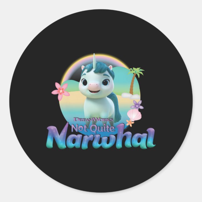 Dreamworks Not Quite Narwhal Land Classic Round Sticker (Front)
