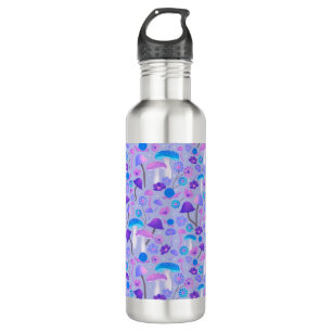 Dreamy 70s Mushrooms & Flowers Purple Turquoise 710 Ml Water Bottle
