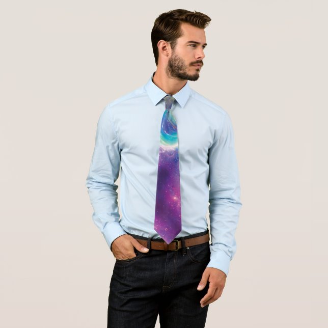 Dreamy Abstract Liquid Rainbow Swirls Cosmos Stars Tie (In Situ)