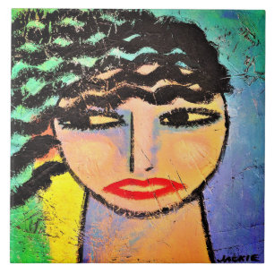 Dreamy Abstract Portrait of a Woman Tile
